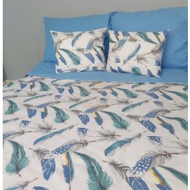   Kék Tollpihe pamutvászon ágyneműhuzat – duplapaplanos szett