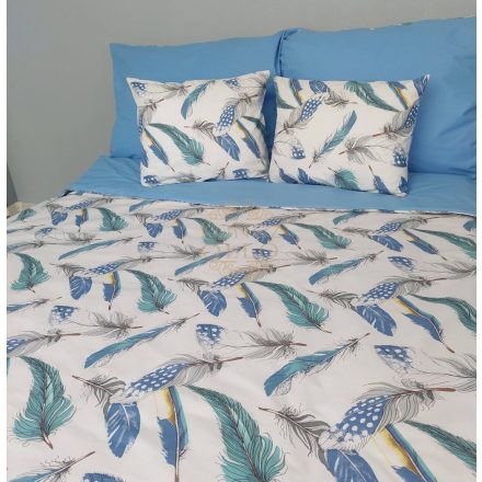 Kék Tollpihe pamutvászon ágyneműhuzat – duplapaplanos szett