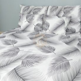   Ezüst Pálmalevél – 100% pamut KREPP ágyneműhuzat garnitúra