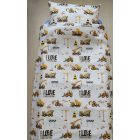 Munkagépes ovis ágynemű huzat – sárga-fekete, 100% pamut – cipzáras, 100% pamut (90×140 cm + 40×50 cm)