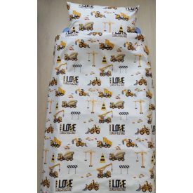   Munkagépes ovis ágynemű huzat – sárga-fekete, 100% pamut – cipzáras, 100% pamut (90×140 cm + 40×50 cm)