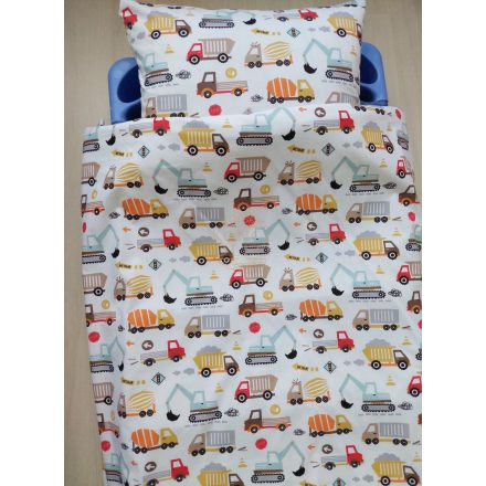 Munkagépes ovis ágynemű huzat – színes, 100% pamut – cipzáras, 100% pamut (90×140 cm + 40×50 cm)