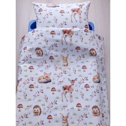 Erdei állatok ovis ágynemű huzat, 100% pamut – cipzáras, 100% pamut (90×140 cm + 40×50 cm)
