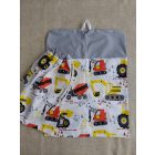 Cipzáras vállfás / akasztós zsákból és tornazsákból álló ovis szett-munkagépes sárga-piros