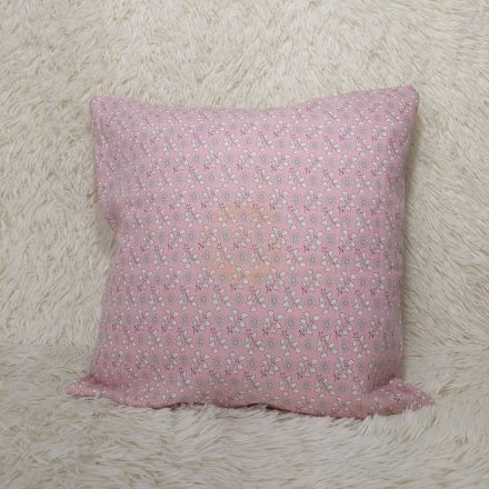 Lonetta vászon díszpárnahuzat – 40×40 cm rózsaszín kis virág mintás