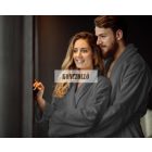 100 % pamut frottir fürdő köntös  antracit ,barnás szürke S/M méret