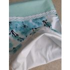 Frissen tartó kenyeres/pésütis zsák,türkiz virágos  csipke díszítéssel