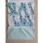 Frissen tartó kenyeres/pésütis zsák,türkiz virágos  csipke díszítéssel