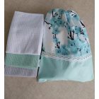 Frissen tartó kenyeres/pésütis zsák,türkiz virágos  csipke díszítéssel