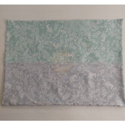 100 % pamut vászon félpárna huzat 50×70 cm-s,zöld-szürke inda mintás 