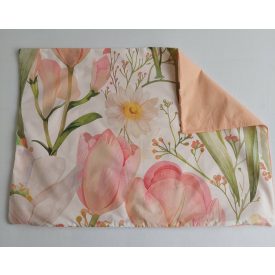   100 % pamut vászon félpárna huzat 50×70 cm-s,tulipános 3D 
