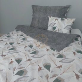   SZÜRKE LEVELES ÁGYNEMŰHUZAT – 70% pamut, 30% poliészter (Normál, 3 részes szett)