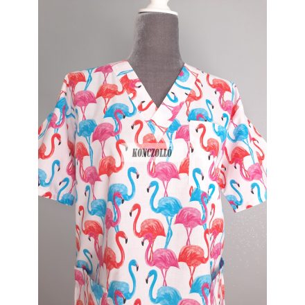 Nővér ruha,munkaruha,óvonő-orvosi tunika  flamingó
