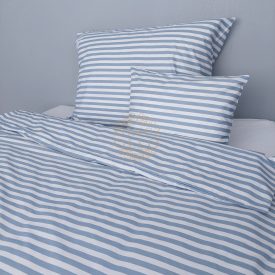   Kék csíkos pamutvászon ágyneműhuzat – Normál, 3 részes