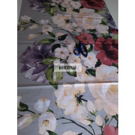   Pamut vászon csomag  szürke alapon nagy virág   mintás  3,35 m