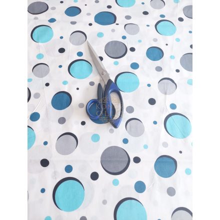 Pamut vászon csomag ,fehér alapon szürke-kék pöttyös ,élénkebb mint a képen   75×240 cm