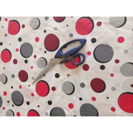 Pamut vászon csomag ,fehér alapon szürke-piros pöttyös ,élénkebb mint a képen   210×240 cm