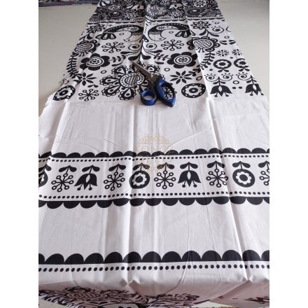 Pamut vászon csomag ,fekete-fehér népies 160×55 cm