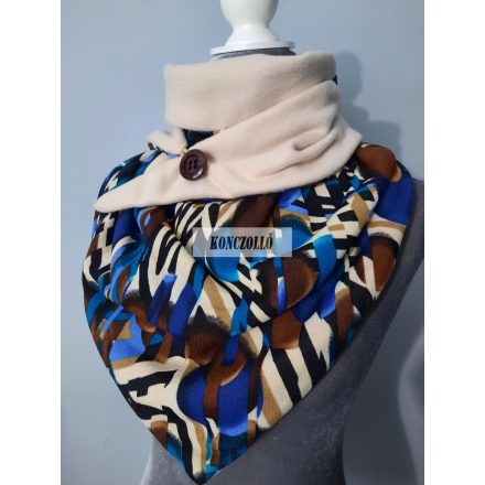 Pihe-puha design sál polár hátoldallal ,kék-barna mintás