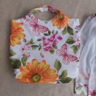 Pamutvászon bevásárló táska hálós zsák szettel ,virágos,pillangós