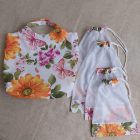 Pamutvászon bevásárló táska hálós zsák szettel ,virágos,pillangós