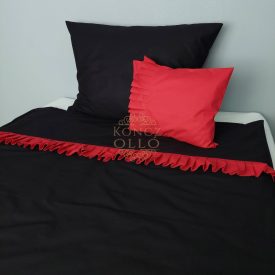   Fekete–piros fodros pamutvászon ágyneműhuzat – 3 részes